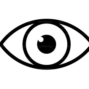 May include: A black and white illustration of a human eye.