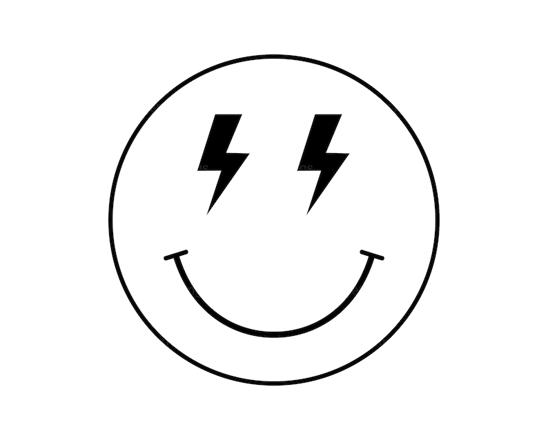 Smiley Face Lightning Bolt Svg Png Cricut Cut File Etsy