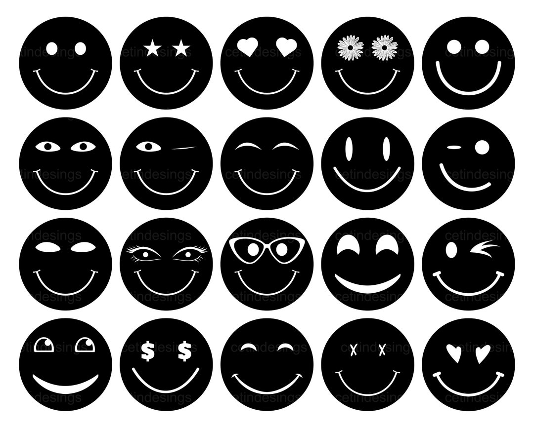 Smiley Face SVG Bundle Happy Face Svg Emoji Svg Smiley Face Clipart ...