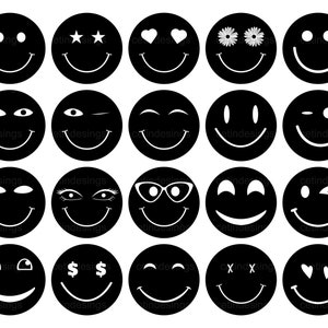 Smiley Face SVG Bundle Happy Face Svg Emoji Svg Smiley Face Clipart Smiley Face Cut File Cut File Smiley Face Vector Instant Download