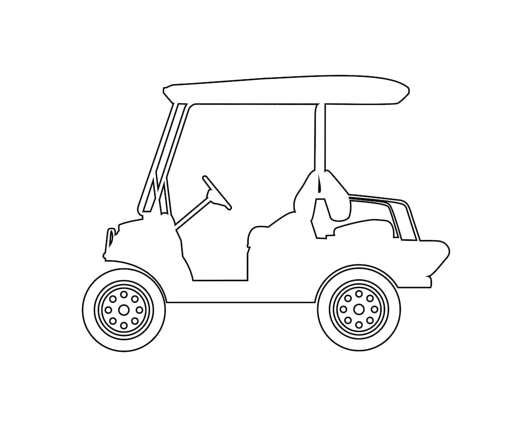 Golf Cart Outline Svg, Golf Cart Outline Cricut Cut File, Golf Cart ...