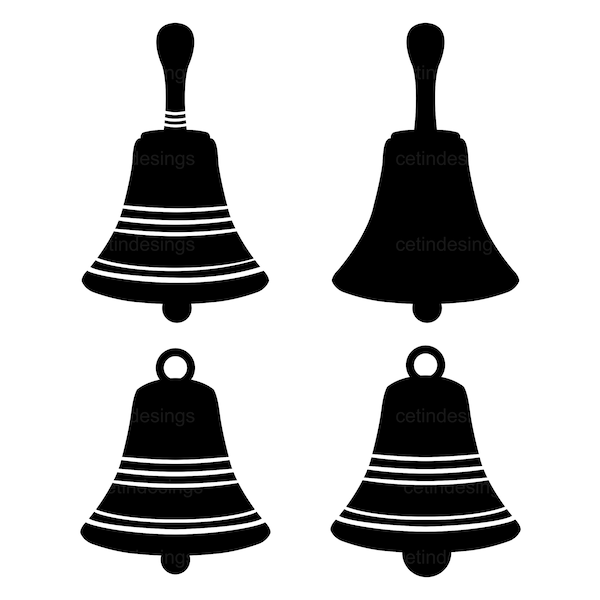 Campana de mano y campana Svg, Png, Clipart, Vector, Silueta, Jpg, Pdf, Eps