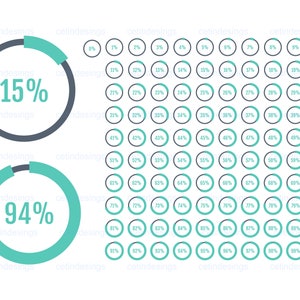 Diagrammes circulaires 0-100% infographie vecteur vert SVG - PNG