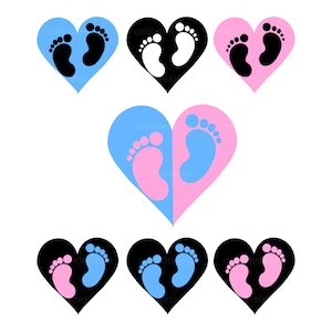 Baby Footprints In Heart SVG, Baby Feet Cut Out File, Baby Footprint Silhouette, Newborn Clip Art - Instant Download