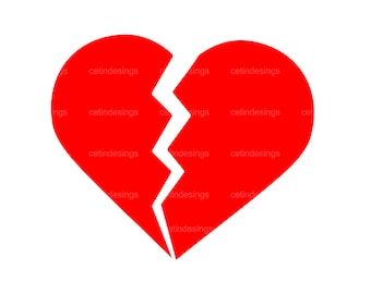Broken Heart Svg | Broken Heart Png | Red Broken Heart Cricut Cut File | Broken Heart Silhouette