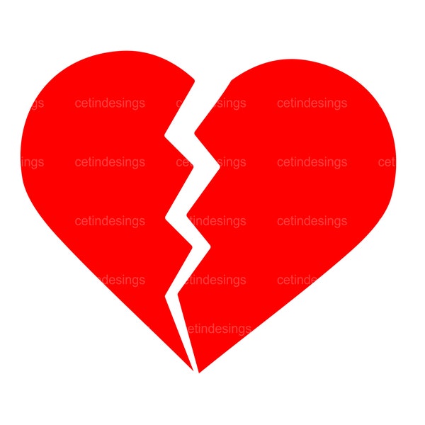 Broken Heart Svg | Broken Heart Png | Red Broken Heart Cricut Cut File | Broken Heart Silhouette