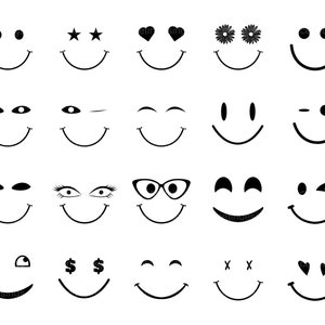 Smiley Face SVG Bundle Happy Face Svg Emoji Svg Smiley Face Clipart ...
