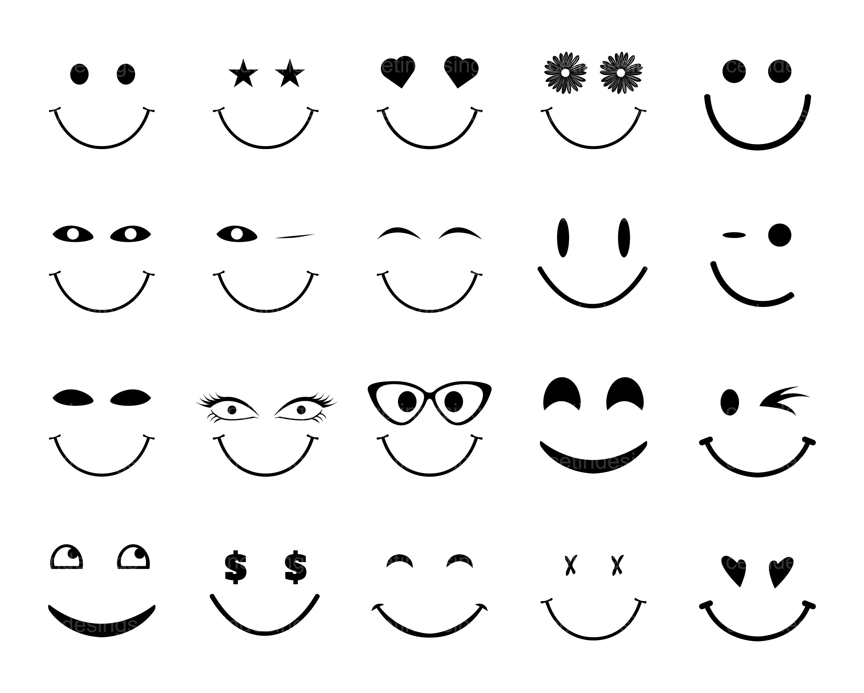 Smiley Face SVG Bundle Happy Face Svg Emoji Svg Smiley Face Clipart ...