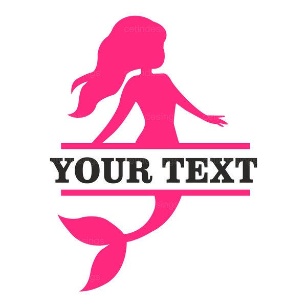 Mermaid Name Frame SVG Mermaid Silhouette Svg Digital Download Mermaid SVG Split Name Frame Cricut Cut Design Cut File