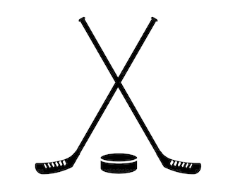 Crossed Hockey Sticks and Puck Svg, Png, Cut File, Silhouette
