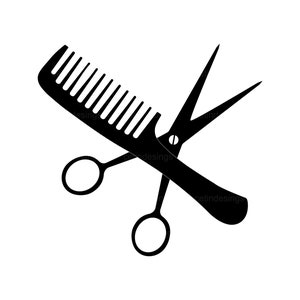 Scissors and hairbrush graphic icon svg, png, jpg, eps, pdf, clipart, vector
