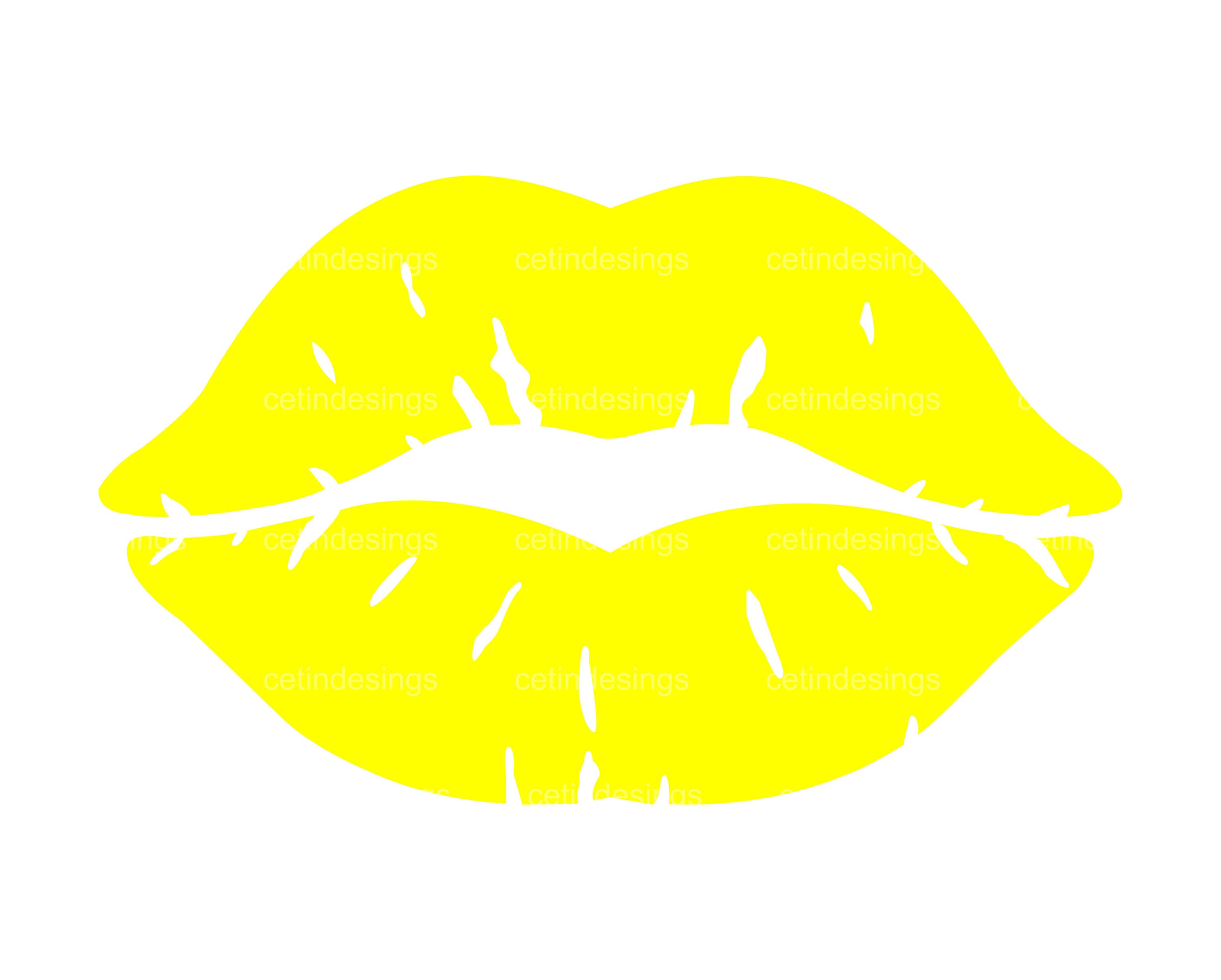 YELLOW LIPS PNG Svg Clipart Jpg Vector Kiss Svg Etsy