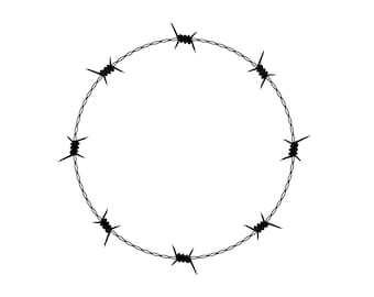 Barb Wire Circle Frame Clipart, Circular Wreath Vector Art, Barbed Wire ...