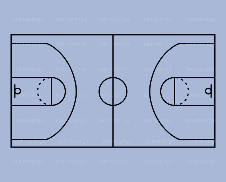 Basketball Court Outline SVG Basketball Court Outline Png Etsy UK