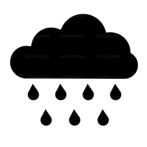 Peut inclure: Une silhouette noire d'un nuage avec des gouttes de pluie qui tombent. Le nuage est une forme simple avec des bords arrondis. Les gouttes de pluie sont petites et régulièrement espacées.