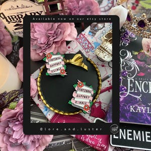 Emotional Support Kindle Enamel Pin • Book Lover Gift | Bookworm Badge | Romantasy & Dark Academia Bookish Pin