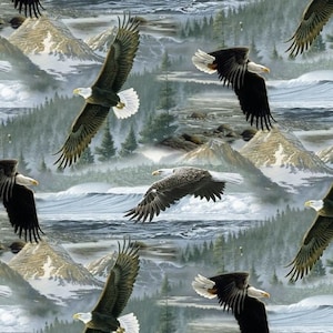 Eagle Soaring Around the Shore all-over print 1e kwaliteit 100% katoenen stof voor quilten, naaien, knutselen