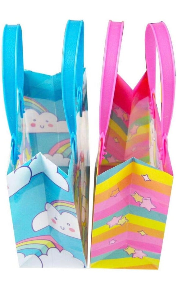 Tiny Mills Unicorn Party Favor Bags Treat Bags with Handles, Unicorn  Rainbow Pink Blue Candy Bags Goodie Bags for Birthday Party, Party Supply