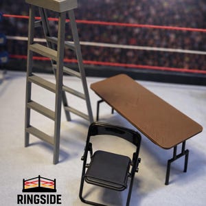 Wrestling Accessories TLC Set Table, Ladder, Chair Set for WWE Figures PLA