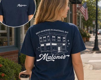 Malone's Bar Off Campus Two-sided Shirt, Briar U Hockey Romance Tee, Best Burgers Hastings MA, Bookish Gift