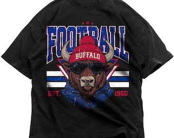 Buffalo Football Mascot Vintage Comfort Color Shirt, School Spirit Tee, Football Matching Team Cheer Mom Gift