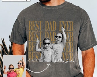 Custom Dad Vintage Photo Shirt, Personalized Fathers Day Shirt With Kids Photo, Funny Dad Shirt, Best Dad Ever Shirt, New Dad Gift