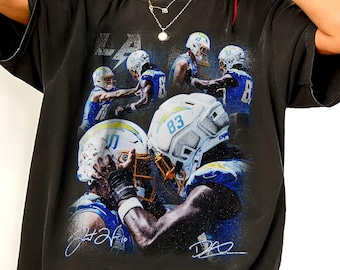 Justin Herbert David Njoku Signature Los Angeles Football Retro 90s Shirt