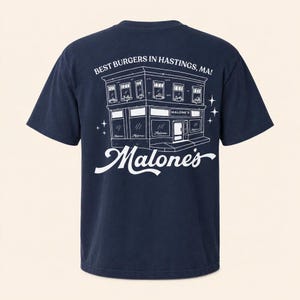 Malone's Bar Off Campus Two-sided Shirt, Briar U Hockey Romance Tee, Best Burgers Hastings MA, Bookish Gift image 2