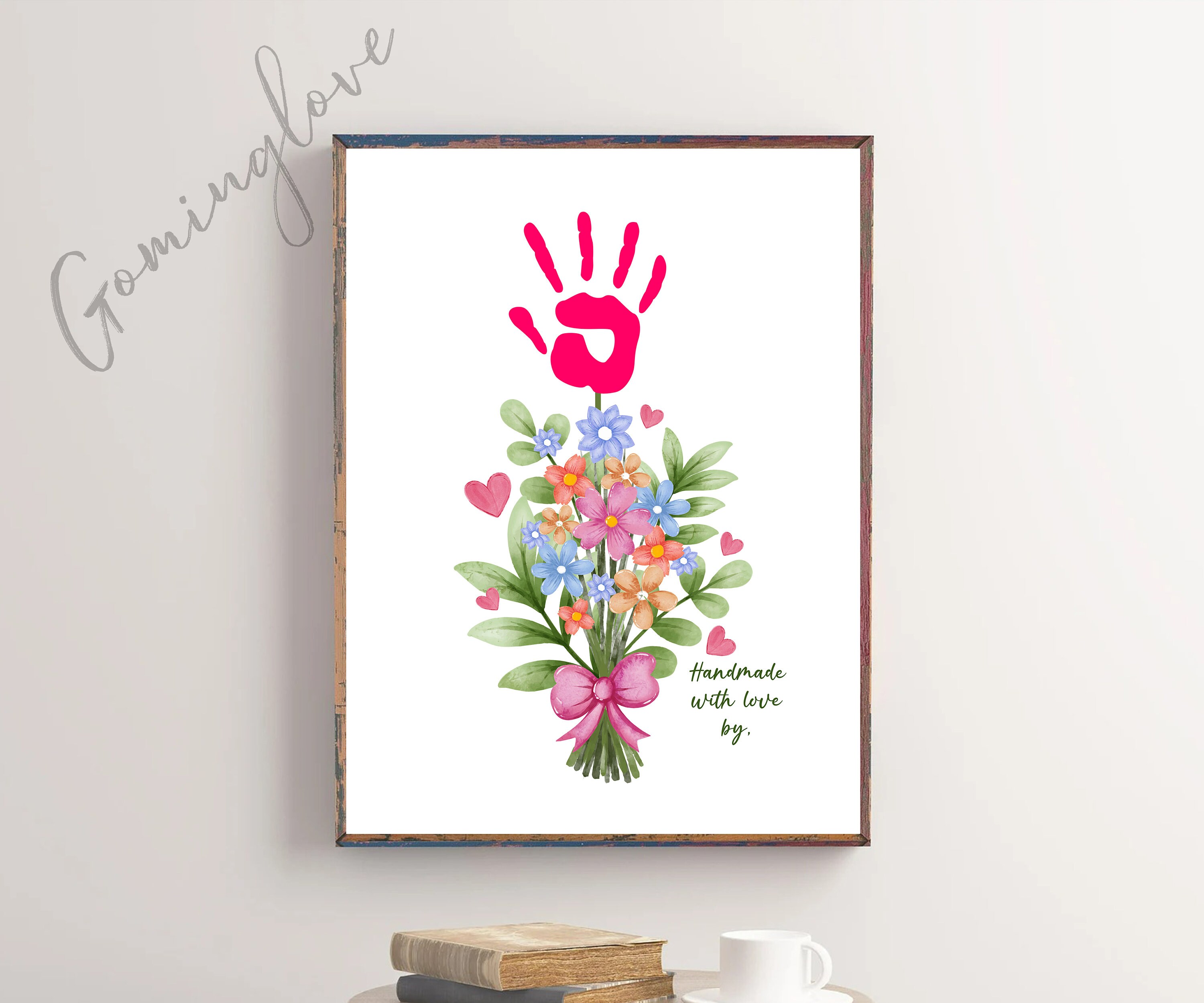 Mothers Day Art Print, Handprint Floral Bouquet, Moms Garden Handprint ...