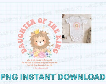 Daughter of The King PNG: Boho Christian Baby Design (Digital Download)