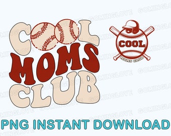 Cool Moms Club Png Front Back Printed, Cool Mom Gift, Baseball Mom Png, Baseball Shirt Design, Baseball Mama png, Cool Baseball Moms Club
