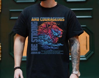Be Strong and Courageous Lion PNG: Christian T-Shirt Design (Digital Download)