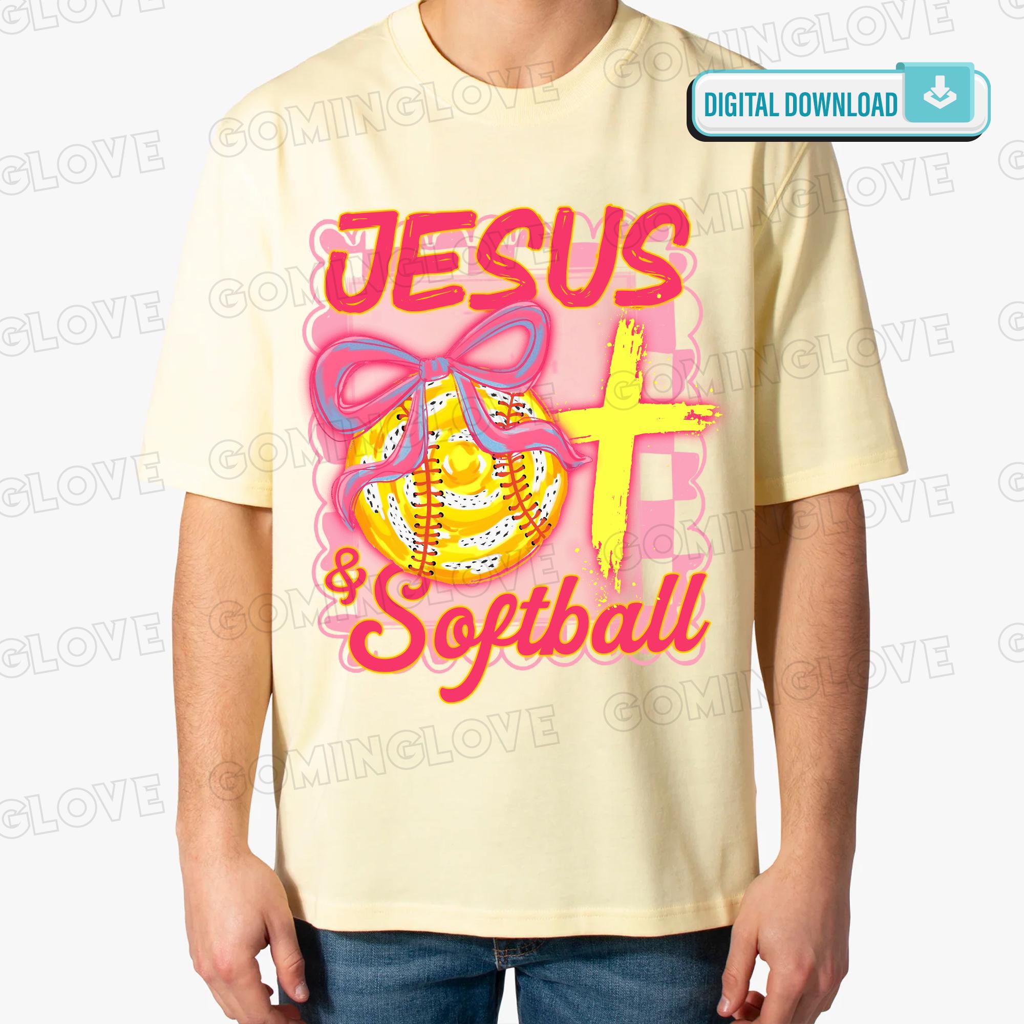 Jesus and Softball PNG, Coquette Bow Game Day Design, Girly Christian ...