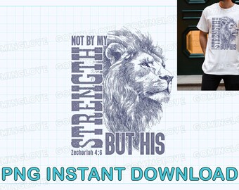Christian Lion T-Shirt Design: Bible Verse PNG (Digital Download)