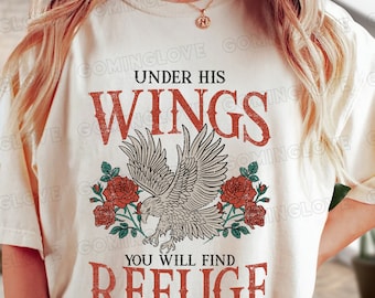 Retro Christian Eagle PNG: Under His Wings You will Find Refuge (Digital Download)