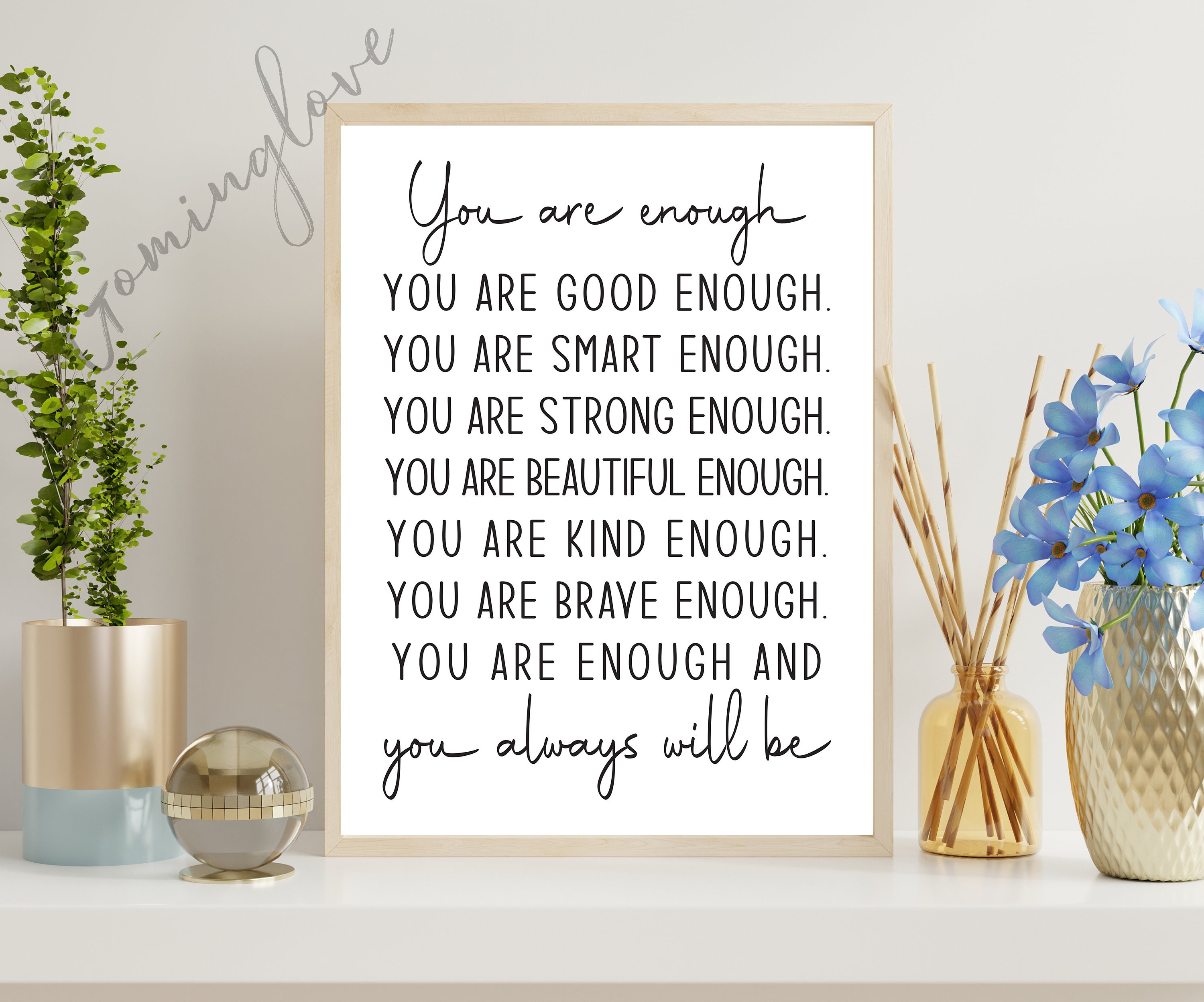 You Are Enough Printable, Inspiration Sayings, Minimalist Quotes Prints ...