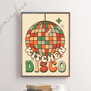 Retro Kitchen Disco Printable Poster, This Kitchen is for Dancing, Kitchen Art, Trendy Art Print, 70s Art Print, Kitchen Digital Download
