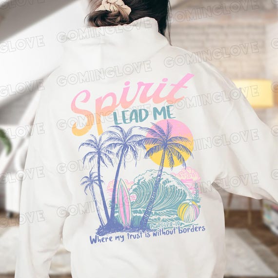 Spirit Lead Me Tshirt, Retro Christian Beach Tshirt Design (Digital Download)