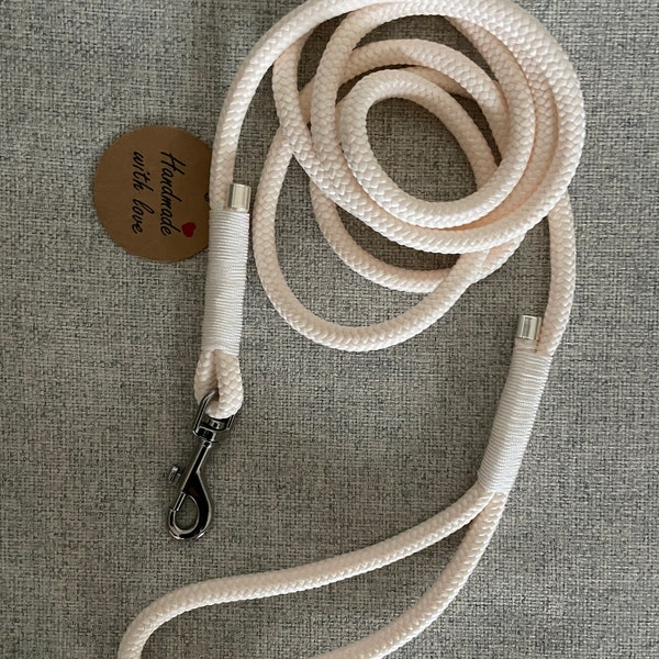 Tauleine dog leash city leash approx. 1.95 m, white cream 8 mm rope