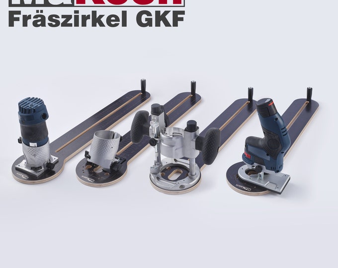 Freespasser cirkelsnijder geschikt voor bovenfrees DeWalt DW615 DW621 26204K 2,4 cm tot 108 cm incl. schroeven handvat draaibaar freessjabloon