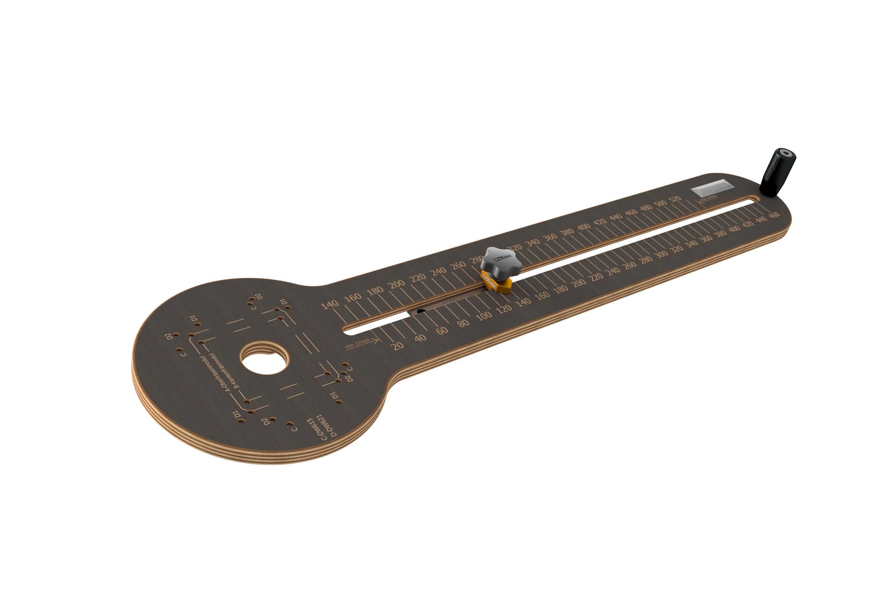 Fräszirkel Kreisschneider passend für Oberfräse DeWalt DW615 DW621 26204K 2, 4cm bis 108cm inkl. Schrauben Griff drehbar Frässchablone mm Skala