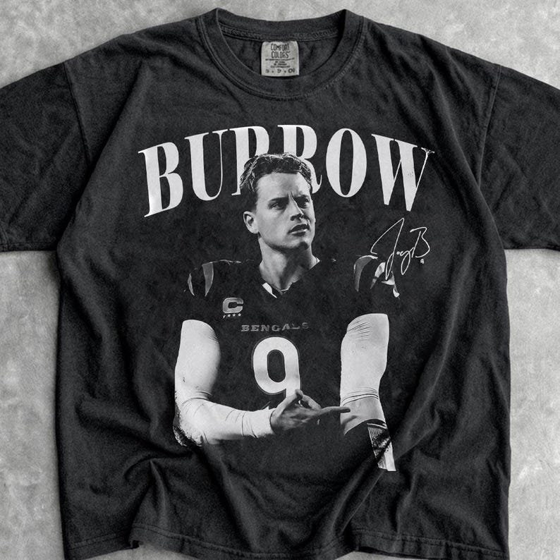 Camiseta vintage de Joe Burrow, camiseta gráfica de fútbol para el día del partido en color cómodo. imagen 2