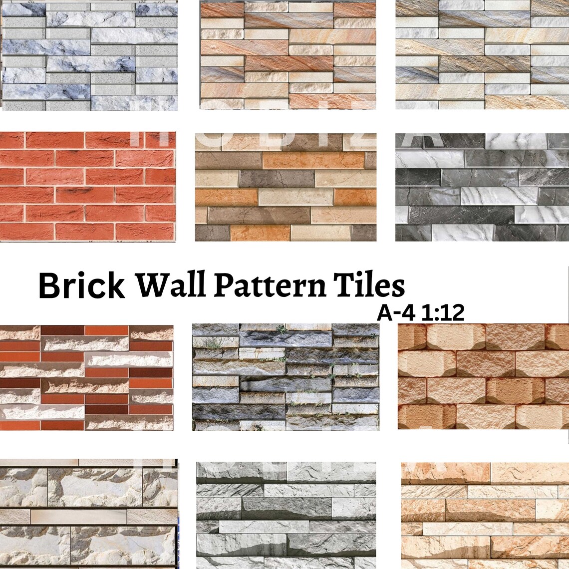 Dollhouse Brick Wall Pattern / Miniature / Brick Tile Pattern Etsy