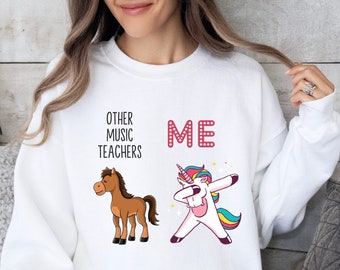 Camisa de professor de música, presente de professor de música, presente engraçado de professor de música, camiseta de professor de música, camiseta de professor de música, camisa de unicórnio, professor de música