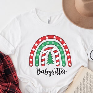 Babysitter Christmas Rainbow Shirt,Babysitter T-shirt, Christmas tree shirt, Trendy Christmas Rainbow Shirt, Women Christmas Rainbow Shirt