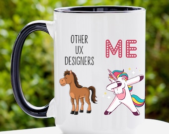 UX Designer Funny Gifts, Inni projektanci UX Jednorożec Zabawny Kubek, Zabawne Kubki Do Kawy Dla Projektantów UX, UX Designer Gag Prezenty, Prezent Wdzięczności