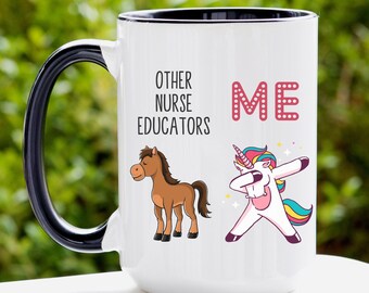 Taza de educador de enfermería, regalos de educador de enfermería, taza de café de educador de enfermería divertido instructor clínico taza de unicornio, regalo de Navidad de educador de enfermería