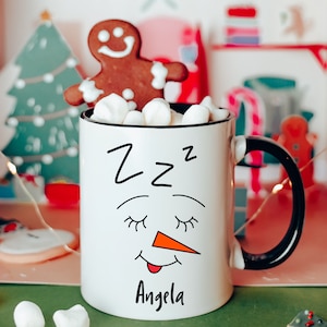 Kids Hot Cocoa Mug, Kids Christmas Mug, Kids Hot Chocolate Mug, Snowman Christmas Mug, Kids Christmas Party Favors, Cute Snowman Faces mug