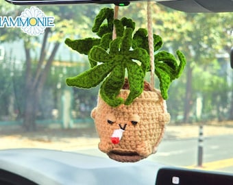 Crochet Plant Car Hanging, 420 Decor, Handmade Car Accessories