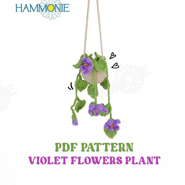 CROCHET PATTERN Flowers Hanging Plant, Crochet Car Plant Hanging Decor Tutorials, Crochet Car Accessories, Pdf Plant Hanging Pattern